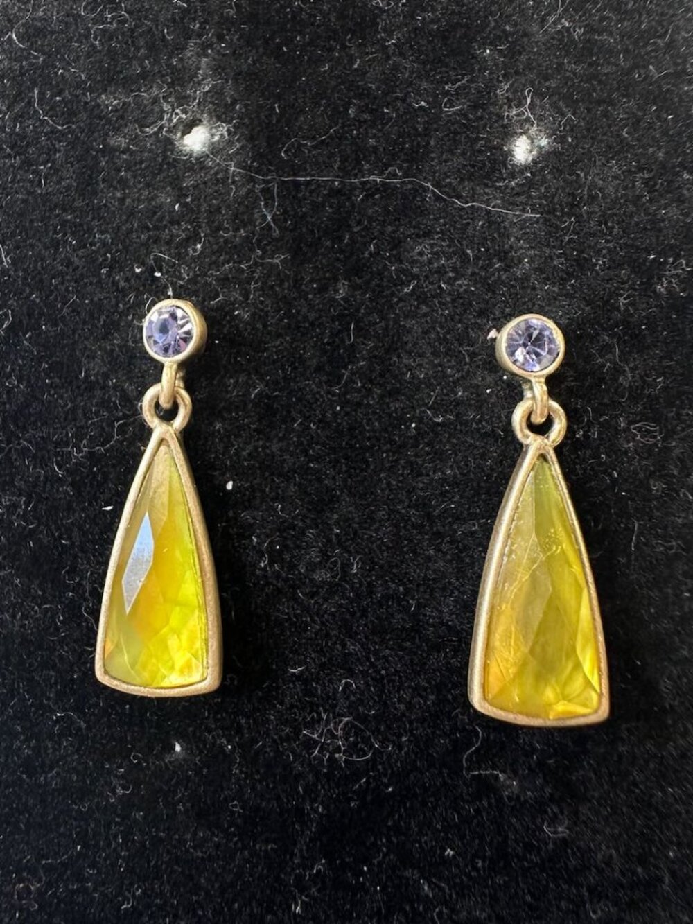 Vintage Faux Tourmaline and Purple Crystal Earrings
